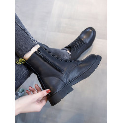 真皮馬丁靴女英倫風女鞋2026新款冬季加絨加厚百搭平底大碼短靴41