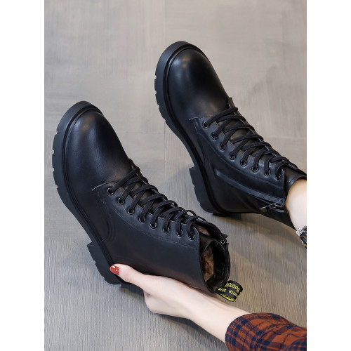 真皮馬丁靴女英倫風女鞋2026新款冬季加絨加厚百搭平底大碼短靴41 真皮馬丁靴女英倫風女鞋2026新款冬季加絨加厚百搭平底大碼短靴41