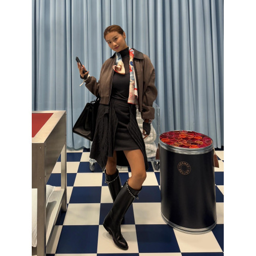 牛皮版！鎖釦靴子女長筒靴2025新款粗跟顯瘦不過膝長靴高筒騎士靴