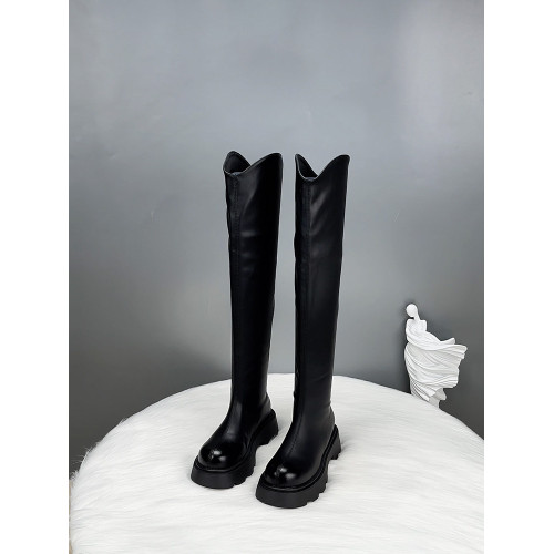 真皮厚底長筒靴女2026新款春秋顯瘦彈力過膝靴女高筒騎士靴瘦瘦靴