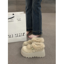 松糕厚底增高加絨勃肯鞋瑪麗珍毛毛鞋女2026新款冬季雪地靴棉鞋子