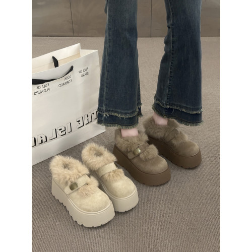 松糕厚底增高加絨勃肯鞋瑪麗珍毛毛鞋女2026新款冬季雪地靴棉鞋子