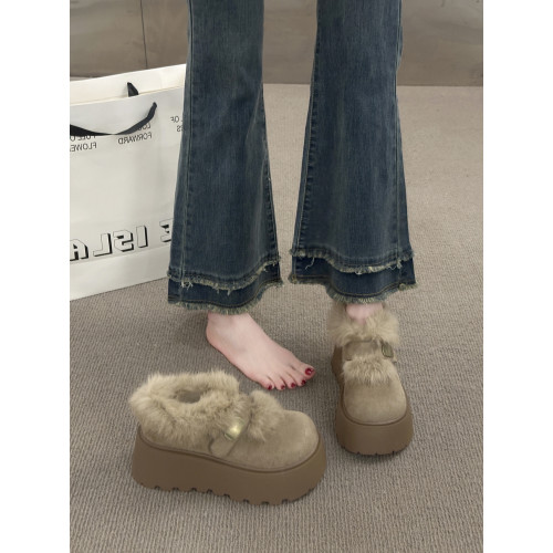 松糕厚底增高加絨勃肯鞋瑪麗珍毛毛鞋女2026新款冬季雪地靴棉鞋子