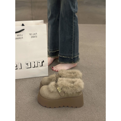 松糕厚底增高加絨勃肯鞋瑪麗珍毛毛鞋女2026新款冬季雪地靴棉鞋子