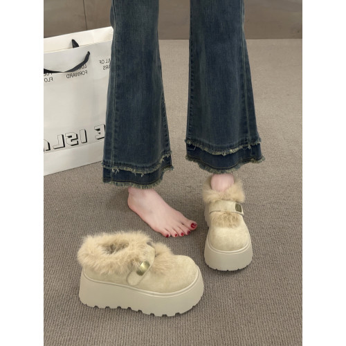 松糕厚底增高加絨勃肯鞋瑪麗珍毛毛鞋女2026新款冬季雪地靴棉鞋子