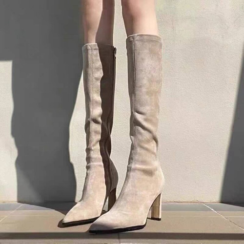 高跟長靴女2025秋冬新款高筒彈力瘦瘦靴長筒靴側拉鍊不過膝騎士靴