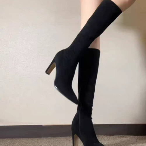 高跟長靴女2025秋冬新款高筒彈力瘦瘦靴長筒靴側拉鍊不過膝騎士靴