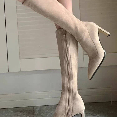 高跟長靴女2025秋冬新款高筒彈力瘦瘦靴長筒靴側拉鍊不過膝騎士靴