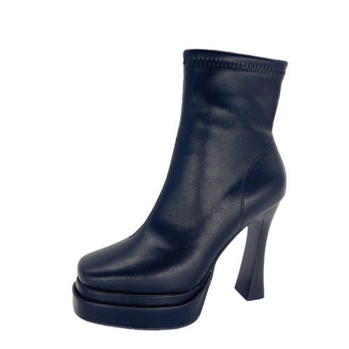 10cm厚底短靴女2025冬季新款小個子增高方頭防水台高跟鞋真皮女靴