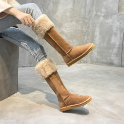 MaxFax長筒雪地靴女2025秋冬新款保暖加絨加厚東北高筒不過膝長靴