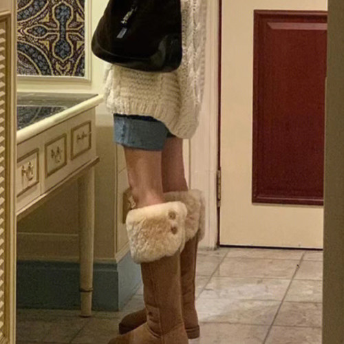 MaxFax長筒雪地靴女2025秋冬新款保暖加絨加厚東北高筒不過膝長靴