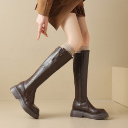 厚底長筒靴女不過膝長靴彈力騎士靴女大筒圍女靴胖mm大碼41女靴43
