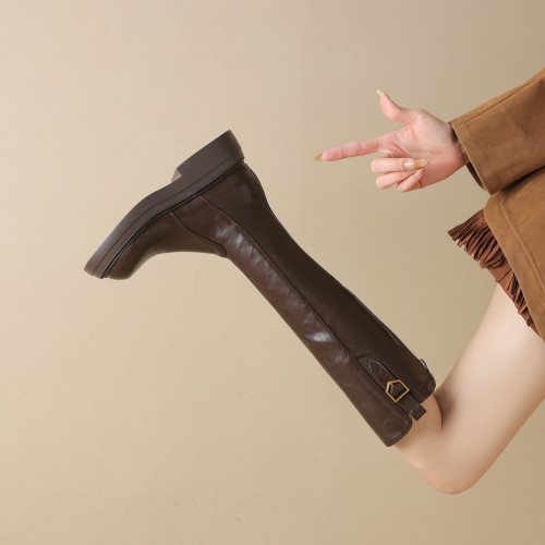 厚底長筒靴女不過膝長靴彈力騎士靴女大筒圍女靴胖mm大碼41女靴43