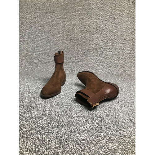 法式復古平底短靴女秋冬新款裸靴春秋單靴尖頭彈力瘦瘦靴馬丁靴