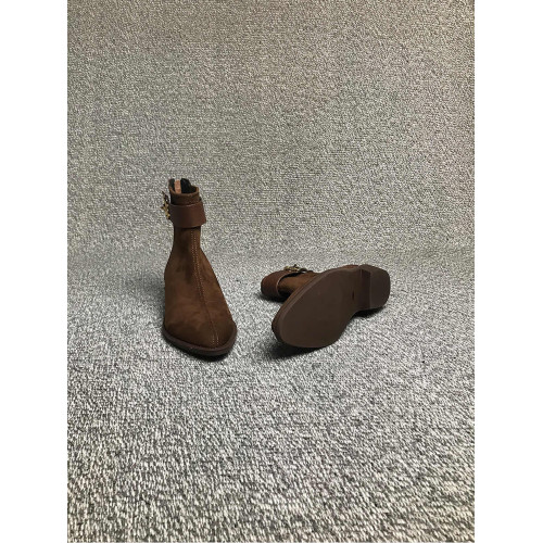 法式復古平底短靴女秋冬新款裸靴春秋單靴尖頭彈力瘦瘦靴馬丁靴