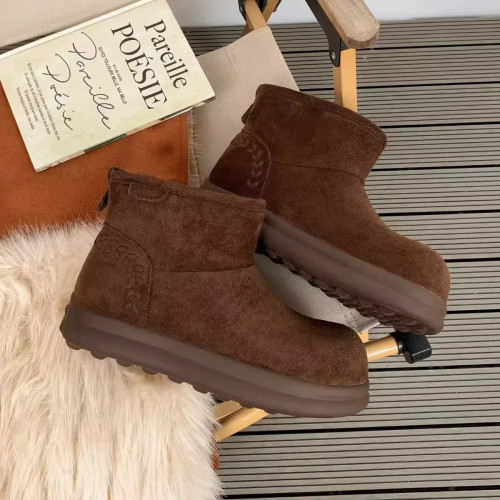 5C-25女士加棉短靴2025專櫃冬季新款輕便柔軟防滑韓版百搭雪地靴