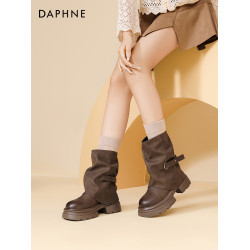 達芙妮堆堆短靴2026新款馬丁靴女款厚底增高英倫風褲琯靴子女靴子