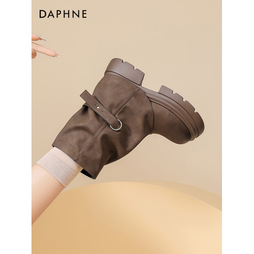 達芙妮堆堆短靴2026新款馬丁靴女款厚底增高英倫風褲琯靴子女靴子