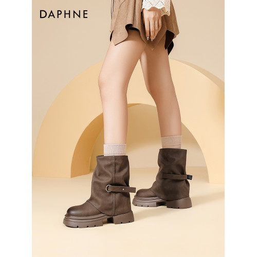 達芙妮堆堆短靴2026新款馬丁靴女款厚底增高英倫風褲琯靴子女靴子