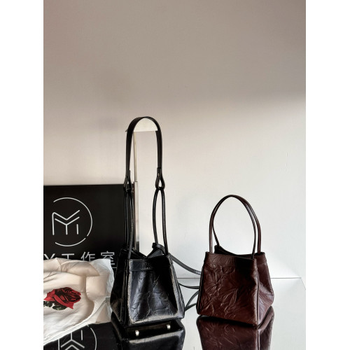 MY韓版小衆設計款小方包菜籃子包包頭層牛皮手提斜背單肩斜後後背包潮