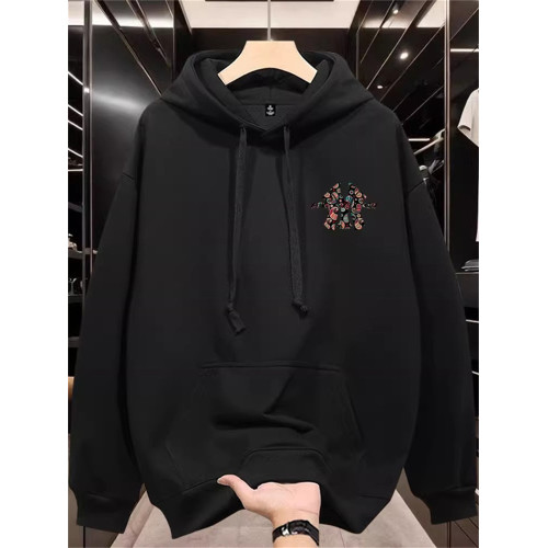 國潮牌連帽衛衣男2026新款秋季薄款寬鬆美式復古加絨休閒男裝外套