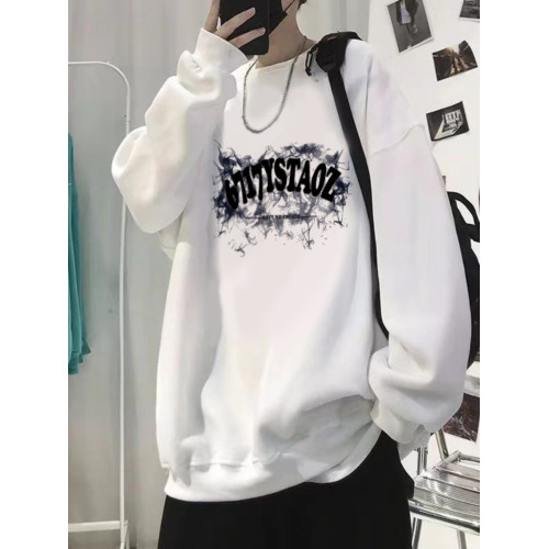 春秋季純棉圓領衛衣男士潮牌寬鬆薄款學生ins上衣絨衫無帽外套男