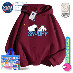NASA聯名日系潮牌卡通史努比連帽衛衣男女秋冬寬鬆百搭情侶外套男