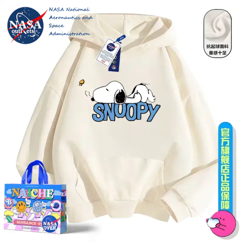 NASA聯名日系潮牌卡通史努比連帽衛衣男女秋冬寬鬆百搭情侶外套男
