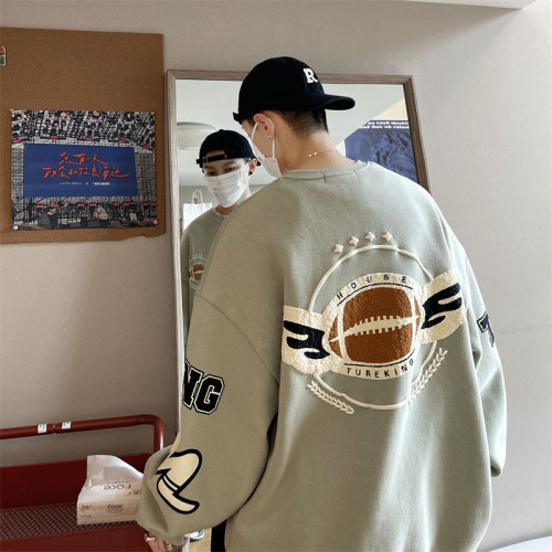 加肥加大碼美式300斤復古衛衣男春秋款加絨加厚潮牌高街無帽上衣