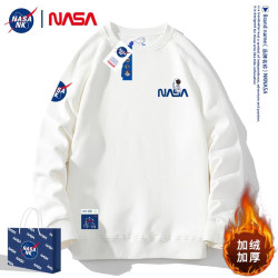 nasa官方旗艦藏青色衛衣男士新款春秋加厚美式復古潮牌重磅外套男