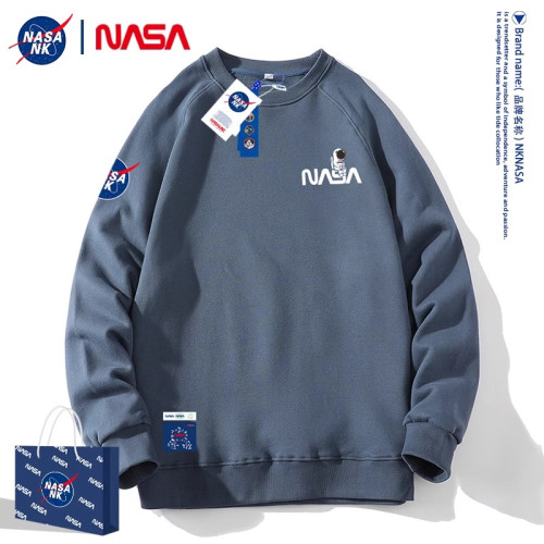 nasa官方旗艦藏青色衛衣男士新款春秋加厚美式復古潮牌重磅外套男