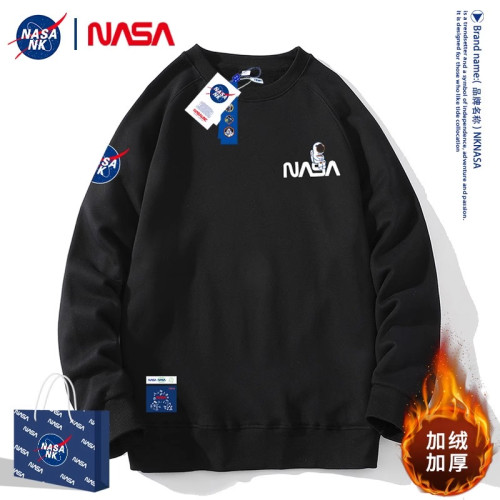 nasa官方旗艦藏青色衛衣男士新款春秋加厚美式復古潮牌重磅外套男