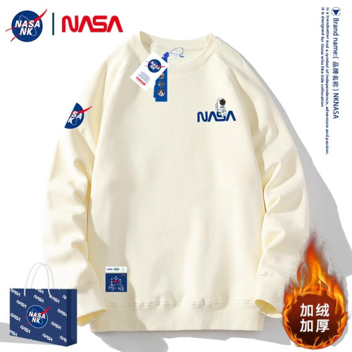 nasa官方旗艦藏青色衛衣男士新款春秋加厚美式復古潮牌重磅外套男