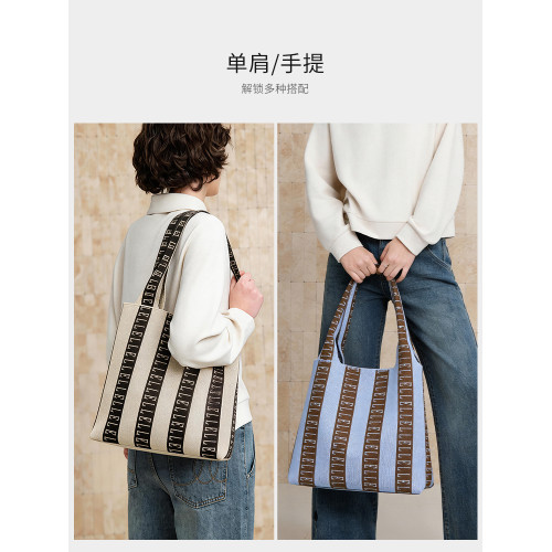 ELLE女包上班通勤帆布包新款時尚百搭大學生小衆單肩手提包大容量