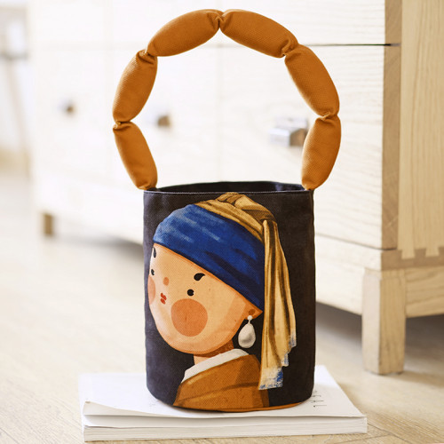 羅綺X圖釘 聯名款《耳環女孩》手提包水桶包充棉肩帶女包新款2023