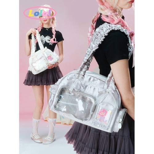 LOLA DESIGN蕾絲痛包 25年秋冬新品絲帶痛吧唧穀子動漫單肩手提包