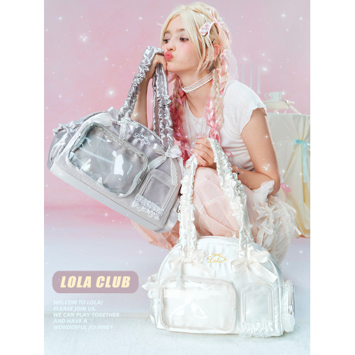 LOLA DESIGN蕾絲痛包 25年秋冬新品絲帶痛吧唧穀子動漫單肩手提包