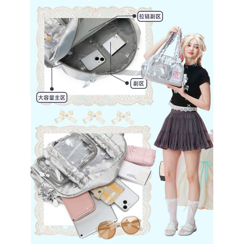 LOLA DESIGN蕾絲痛包 25年秋冬新品絲帶痛吧唧穀子動漫單肩手提包