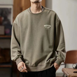 重磅美式衛衣男士秋季潮流潮牌發泡印花長袖青年寬鬆圓領外套上衣