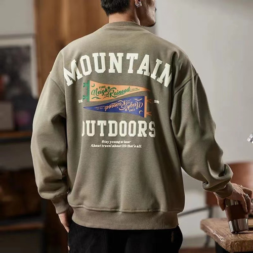 重磅美式衛衣男士秋季潮流潮牌發泡印花長袖青年寬鬆圓領外套上衣