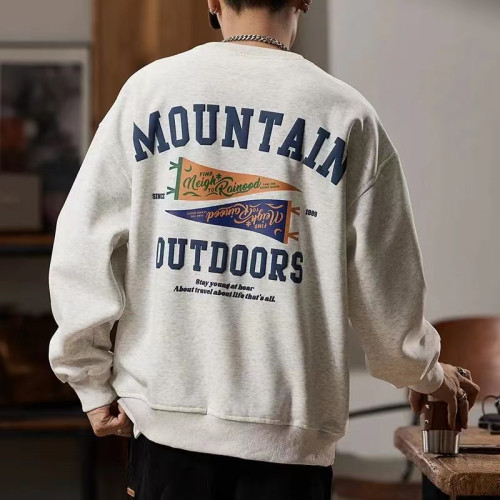 重磅美式衛衣男士秋季潮流潮牌發泡印花長袖青年寬鬆圓領外套上衣