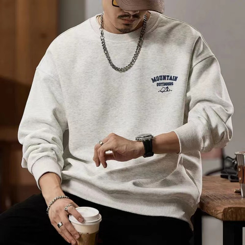 重磅美式衛衣男士秋季潮流潮牌發泡印花長袖青年寬鬆圓領外套上衣