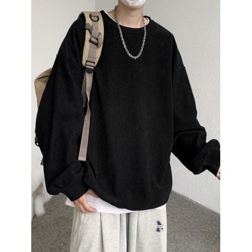 燈芯絨重磅衛衣男士春秋季oversize寬鬆衣服美式復古大碼圓領外套