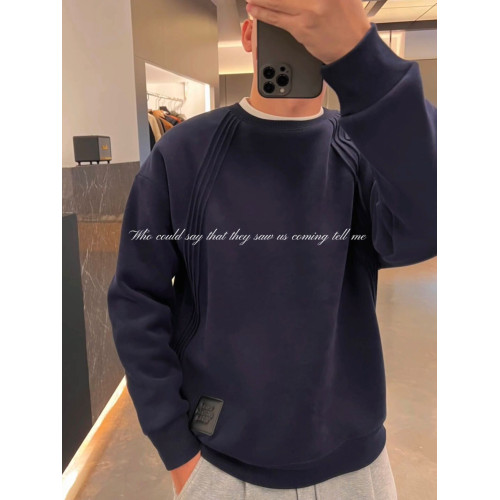 冬季新款磨毛線條加絨加厚衛衣男士時尚百搭簡約寬鬆重磅打底上衣 冬季新款磨毛線條加絨加厚衛衣男士時尚百搭簡約寬鬆重磅打底上衣