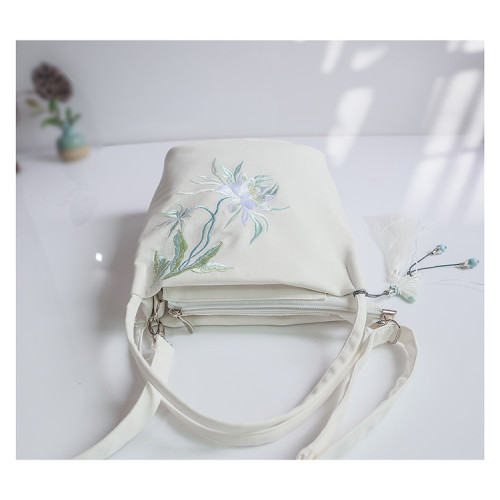 夏上新風復古森系文藝古風漢服刺綉拉鍊帆布手拎斜背水桶包