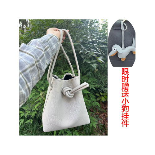 VASIC 手拎水桶包抽繩束口Mini牛皮單肩斜後後背包冷淡風菜籃子手提包