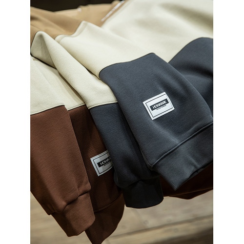 美式復古拼接衛衣男寬鬆潮牌撞色休閒上衣男士潮流大碼圓領外套潮 美式復古拼接衛衣男寬鬆潮牌撞色休閒上衣男士潮流大碼圓領外套潮