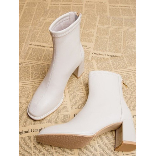 高跟瘦瘦靴女2025年秋冬新款粗跟單靴小方頭短靴後拉鍊時尚馬丁靴 高跟瘦瘦靴女2025年秋冬新款粗跟單靴小方頭短靴後拉鍊時尚馬丁靴