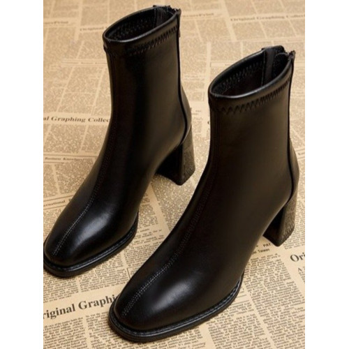 高跟瘦瘦靴女2025年秋冬新款粗跟單靴小方頭短靴後拉鍊時尚馬丁靴 高跟瘦瘦靴女2025年秋冬新款粗跟單靴小方頭短靴後拉鍊時尚馬丁靴