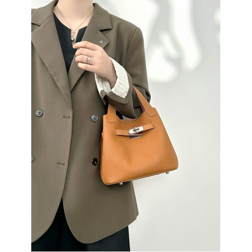 真皮菜籃子包凱莉包水桶包2026新款女包頭層牛皮百搭潮流媽媽包